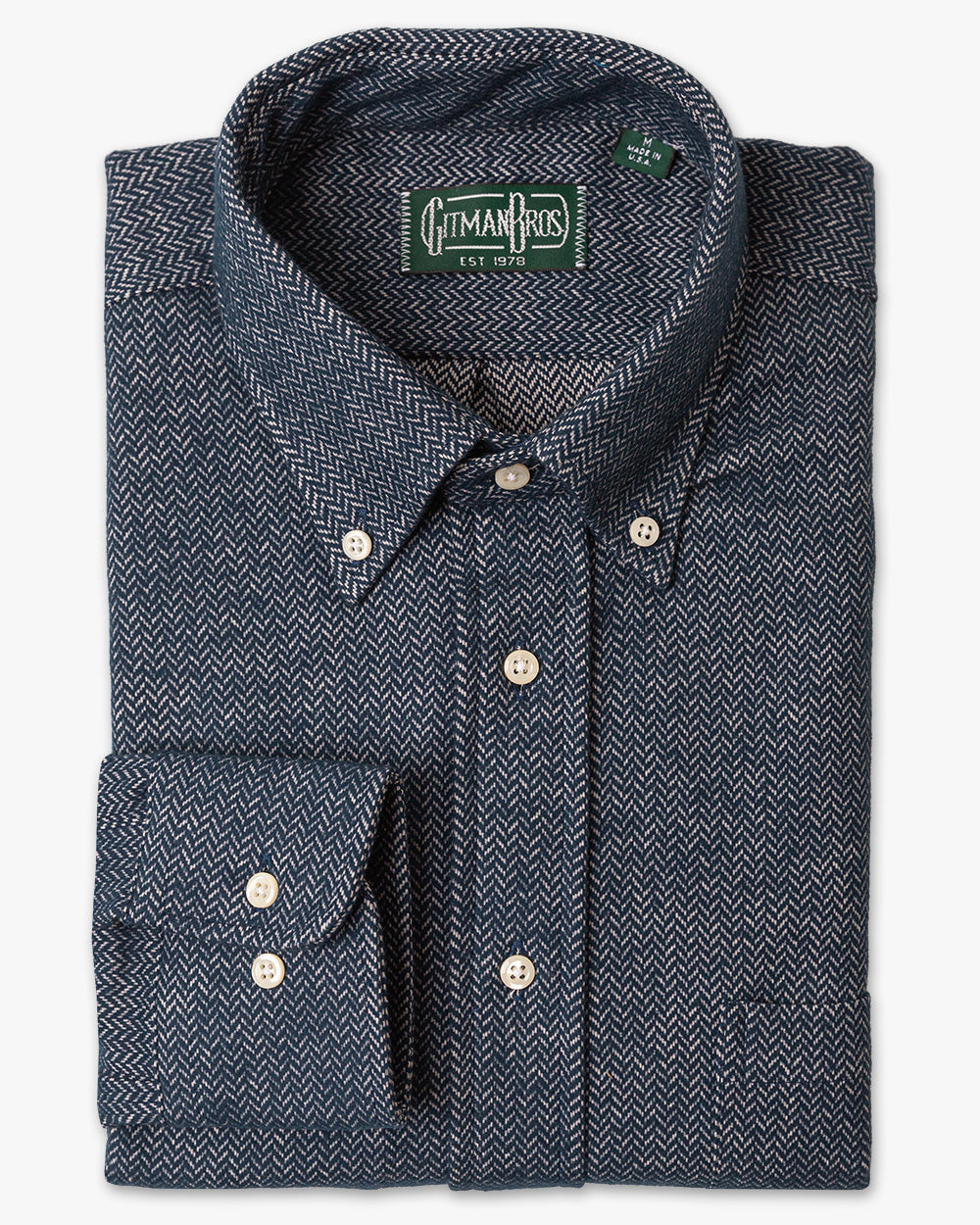 Navy Herringbone Flannel