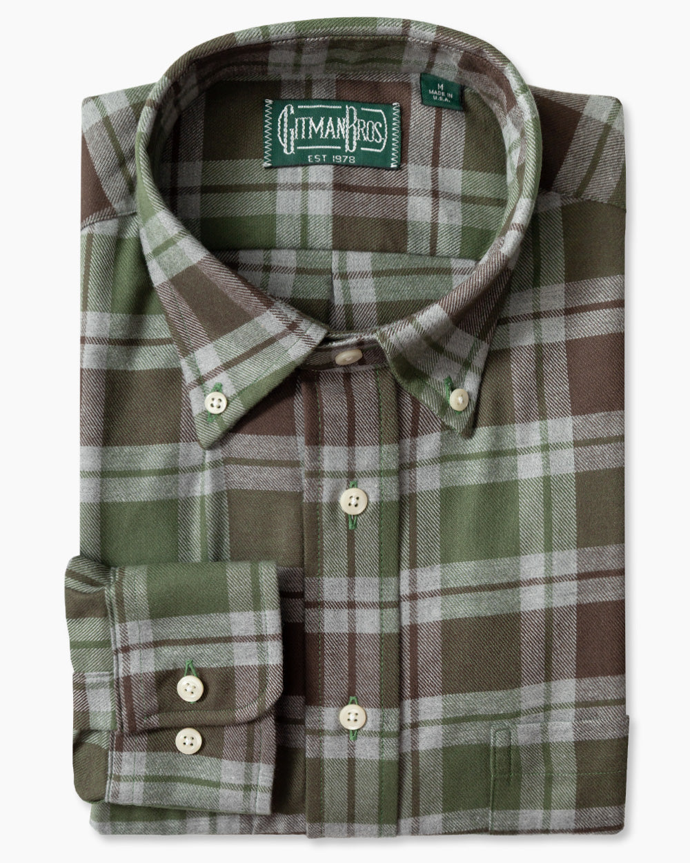 Olive Brushed Twill Check