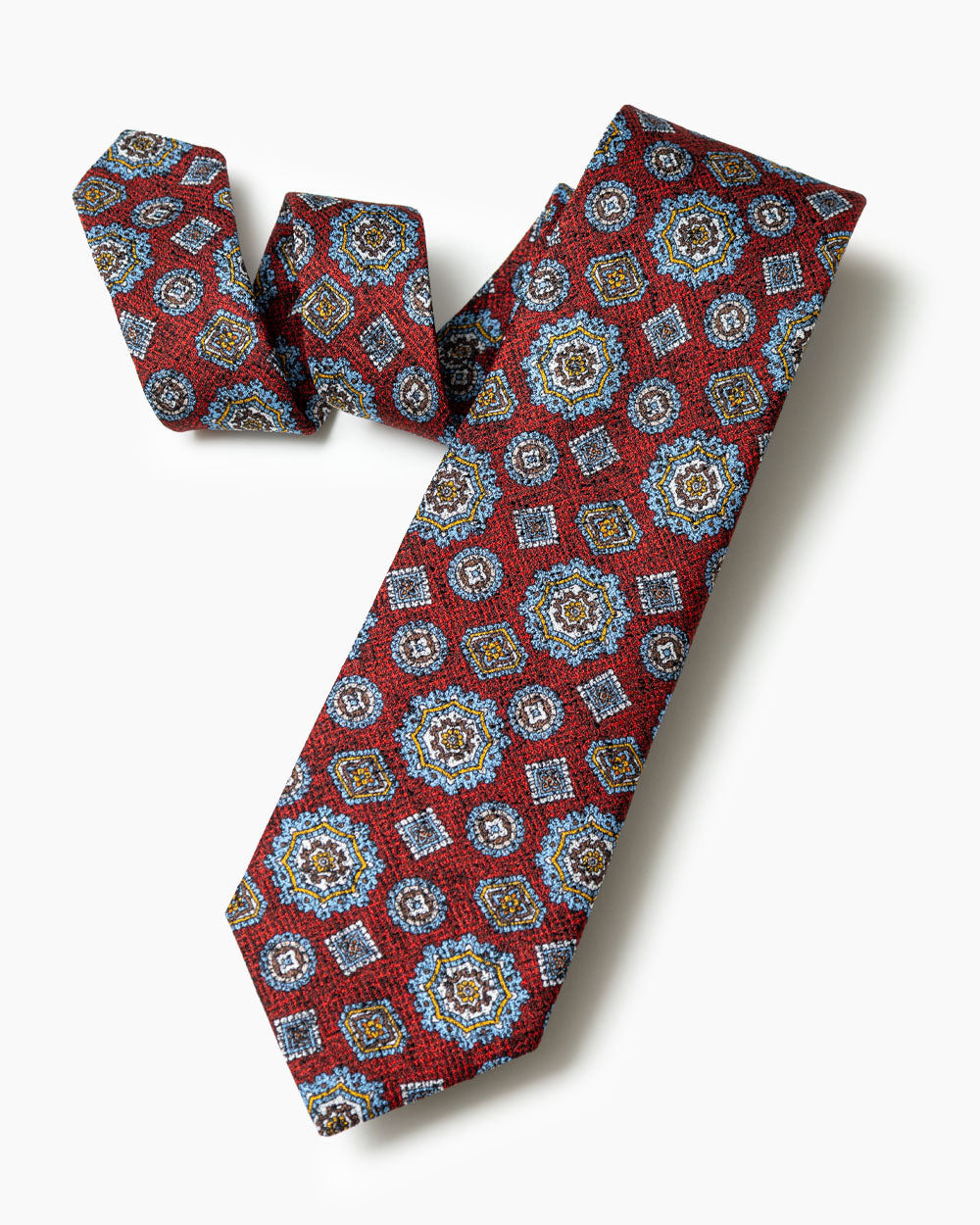 Red Textured Medallion Tie