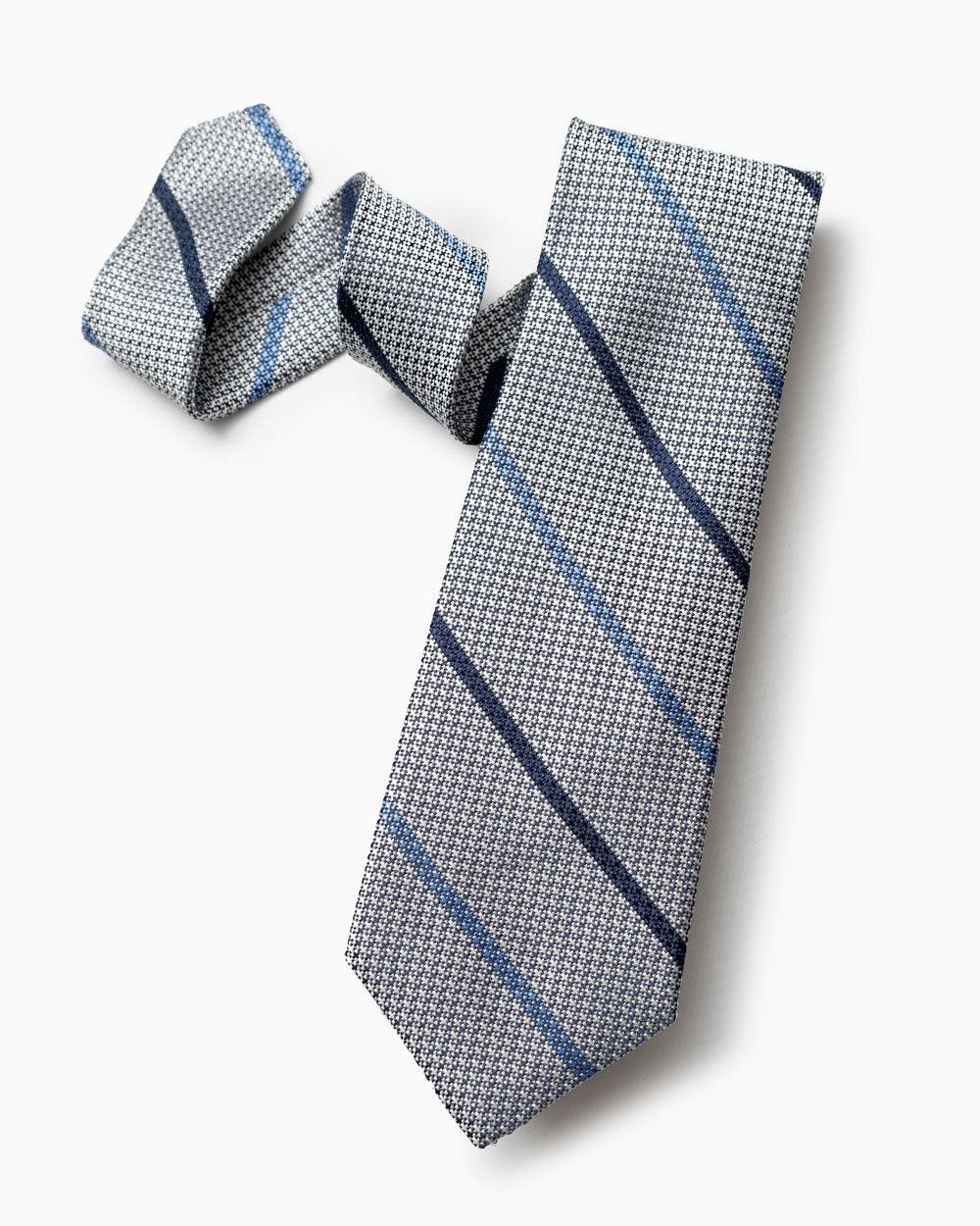 Silver University Stripe Tie