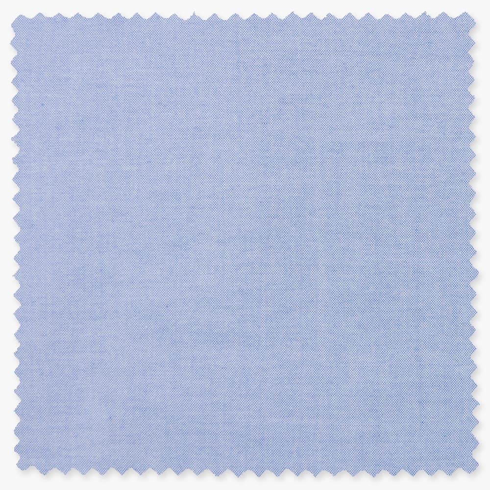 Fabric swatch of solid blue pinpoint oxford fabric