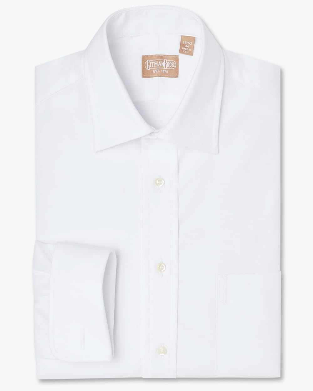 Medium Spread Pinpoint French Cuff White - Tailored