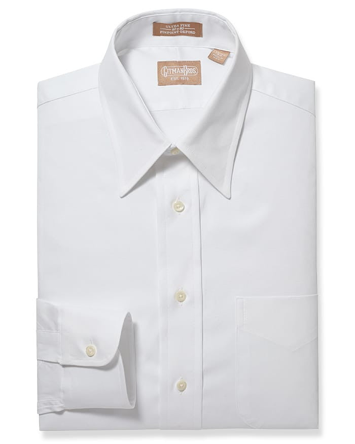 Gitman Bros. Point Collar Pinpoint White Shirt 16 / 32
