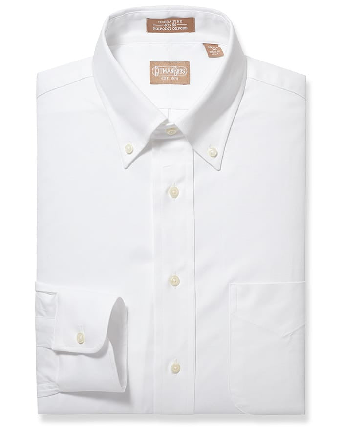 Gitman Bros. Button Down Pinpoint White Dress Shirt 17.5 33