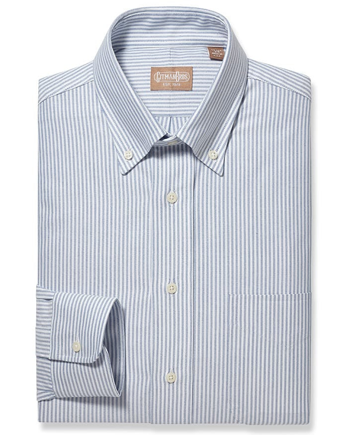 Gitman Bros. Button Down Oxford Blue Stripe Dress Shirt 15.5 / 36 Gitman Bros. Button Down Oxford Blue Stripe Dress Shirt 15.5 / 36