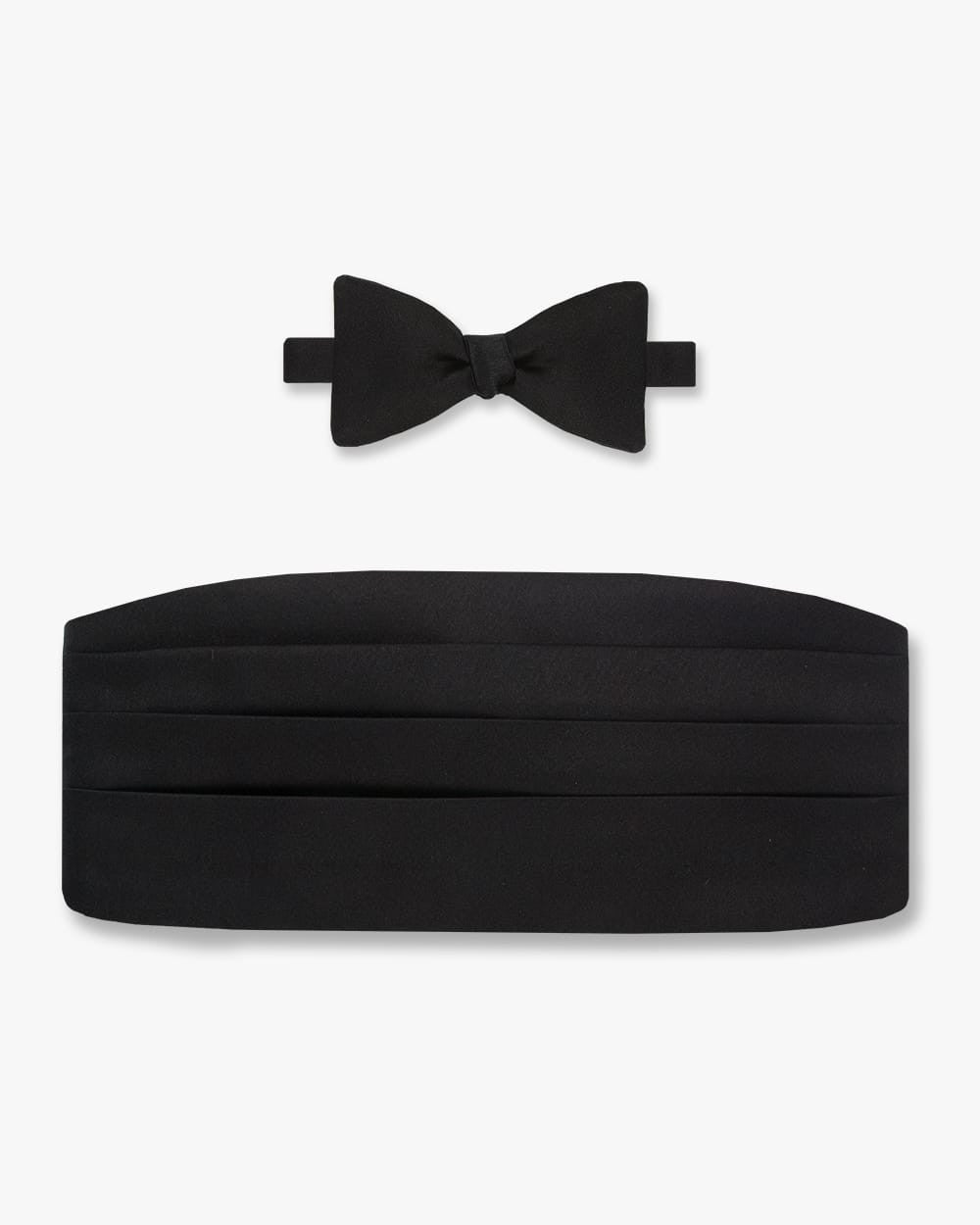 Silk Black Satin Bow Tie & Cummerbund Set