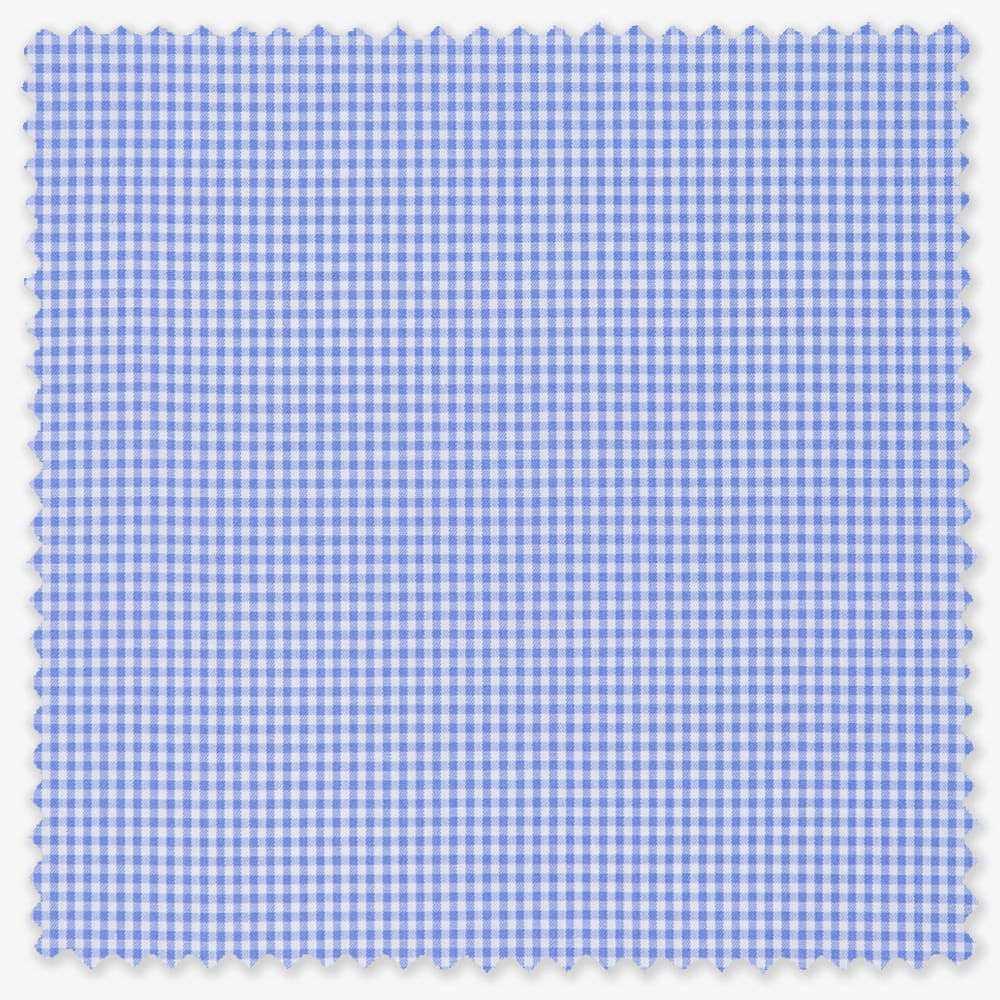 fabric swatch of miniature light blue tonal gingham fabric