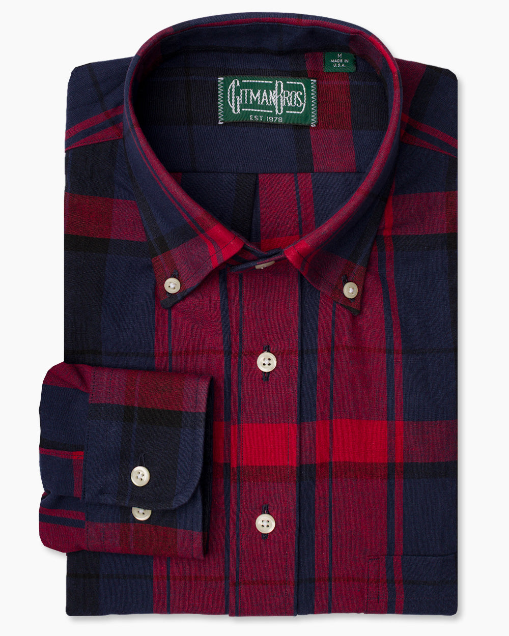 The Navy Cotton/Linen Madras a breathable summer shirt with white buttons and a lined collar.