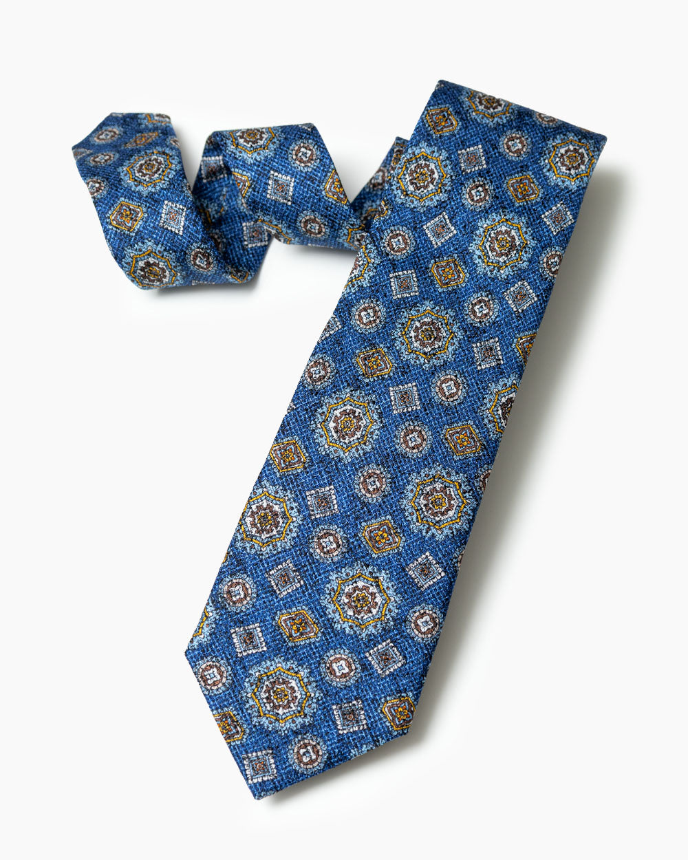Navy Textured Medallion Tie