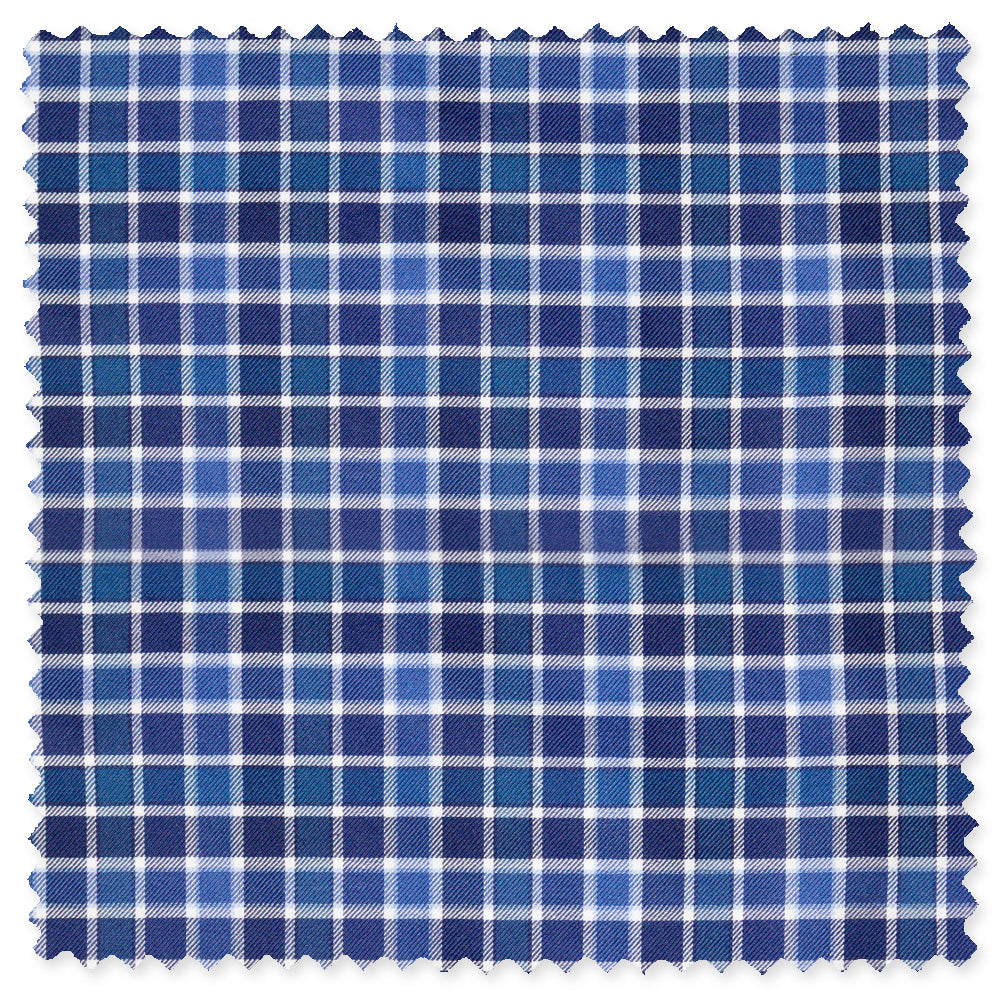 Navy check 120's poplin