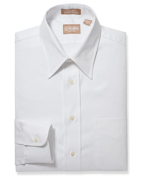 Gitman Bros. Point Collar Pinpoint French Cuff White Shirt (Big & Tall) Tall / 17.5 / 38